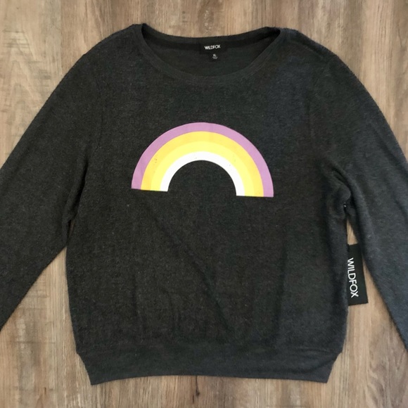 HP 🎉 NWT Wildfox Black Rainbow Sweater - Picture 3 of 9